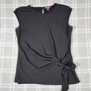 Vince Camuto Elegant Black Blouse with Side Bow Womens XS